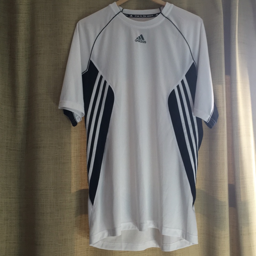 adidas sport shirt. White with Black accents.